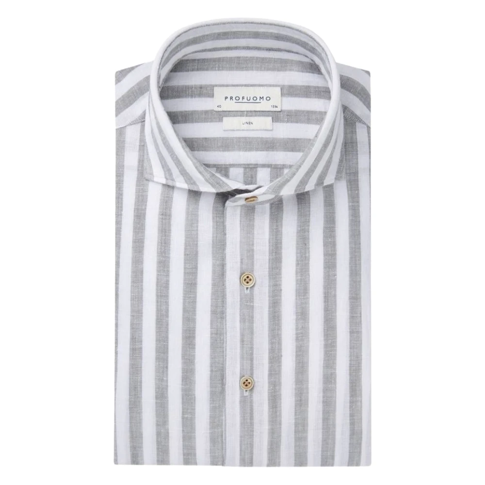 Profuomo Multicolor Casual Shirts, Male, L, Shirt X-Cutaway Linen