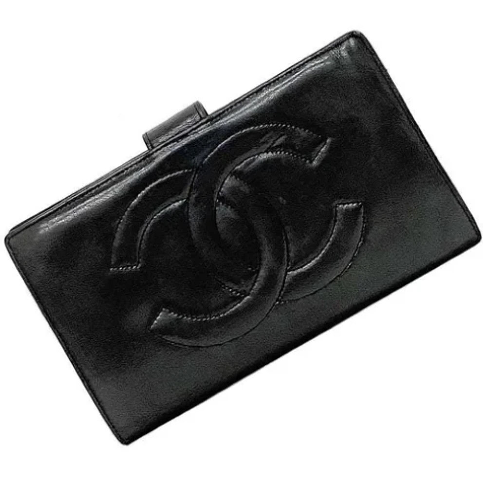Chanel Vintage Pre-owned Leather wallets Black Dames