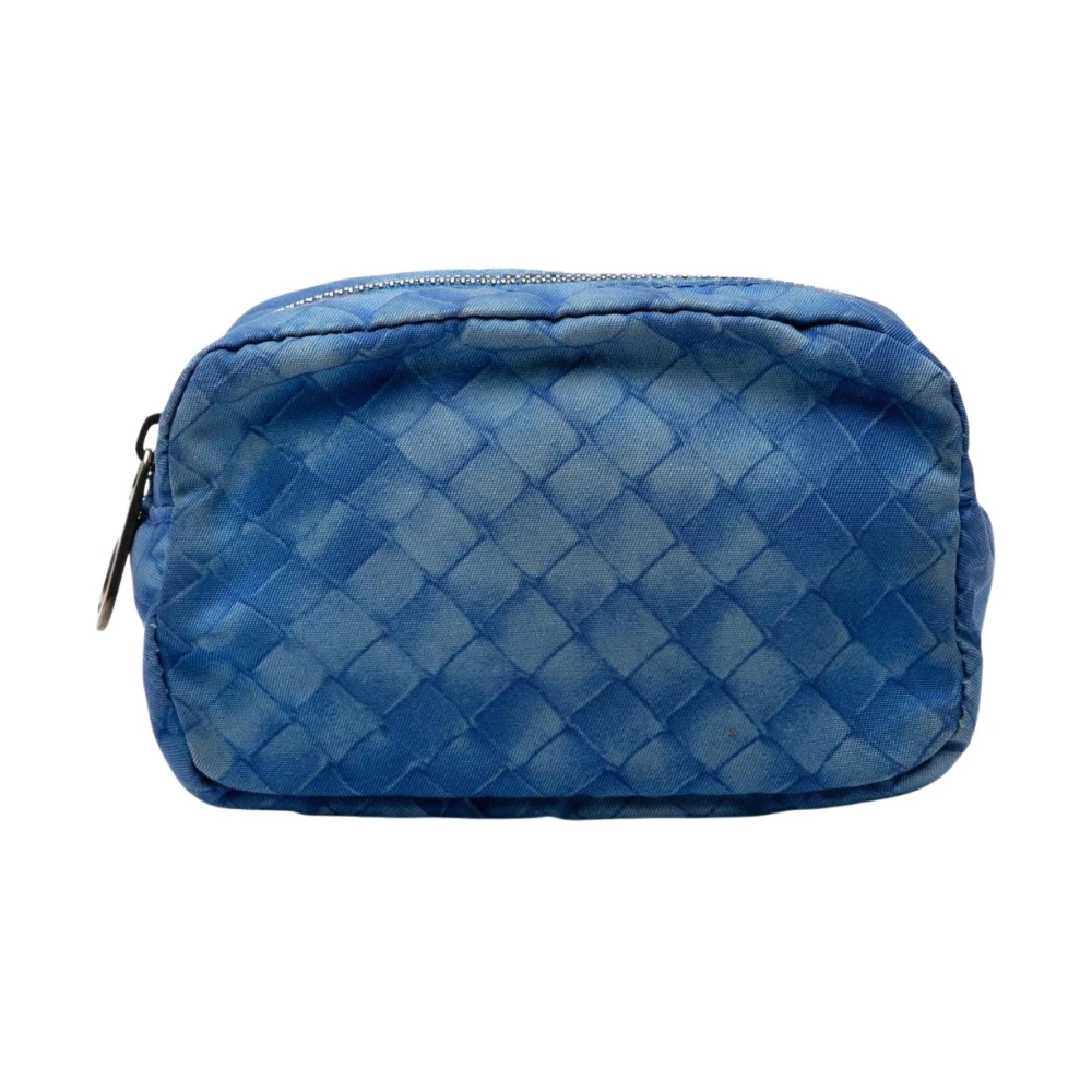 Bottega Veneta Vintage Women's Blue Pre-Owned Woven Cosmetic Pouch