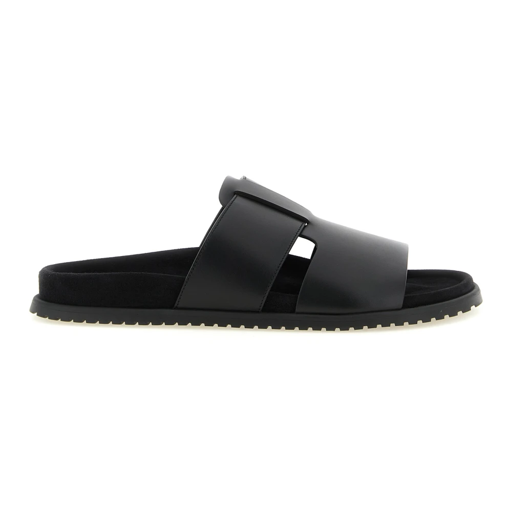 Dolce & Gabbana Men's Black Sliders, 8 Uk, Dg Casual Calfskin Sandals