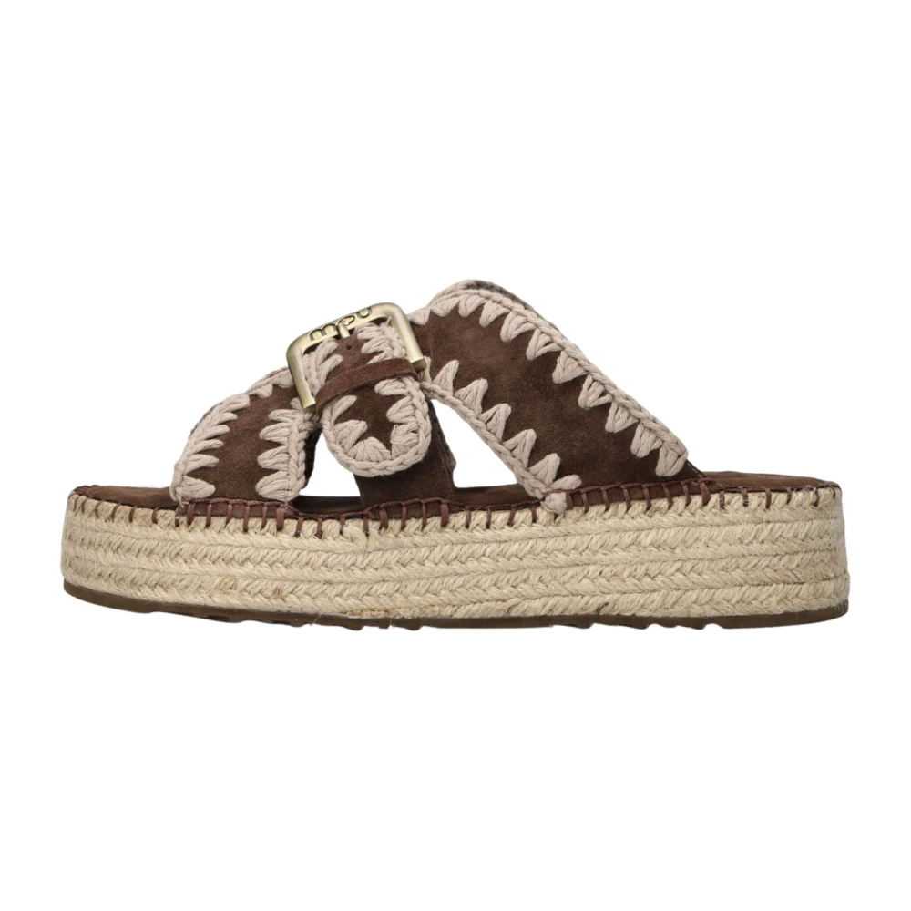 Mou Women's Brown Jute Sandal - Sliders - 4 Uk - Shoes