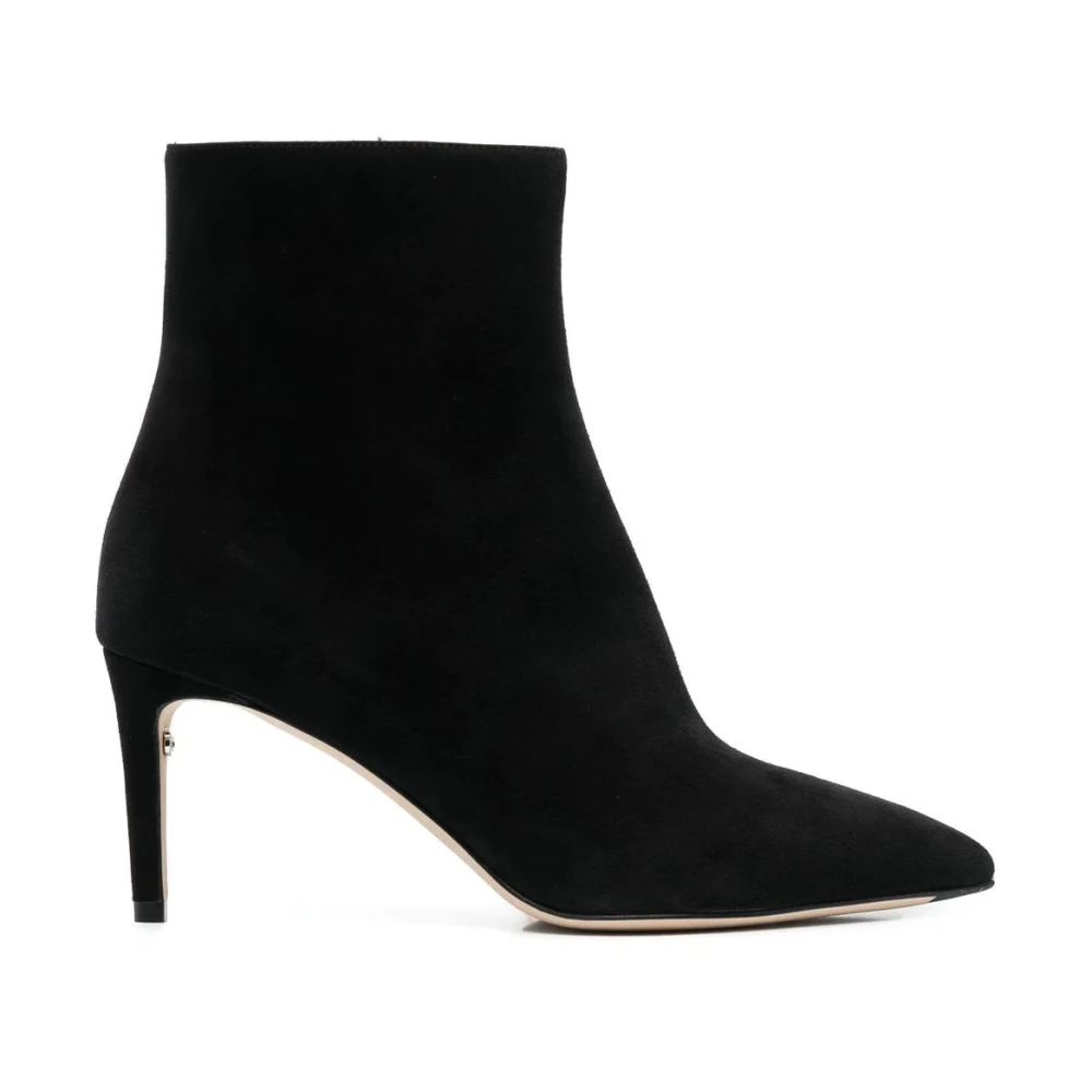 Ferragamo Women's Black Heeled Boots, 2 Uk, Suede Ankle Bootie Mid Heels