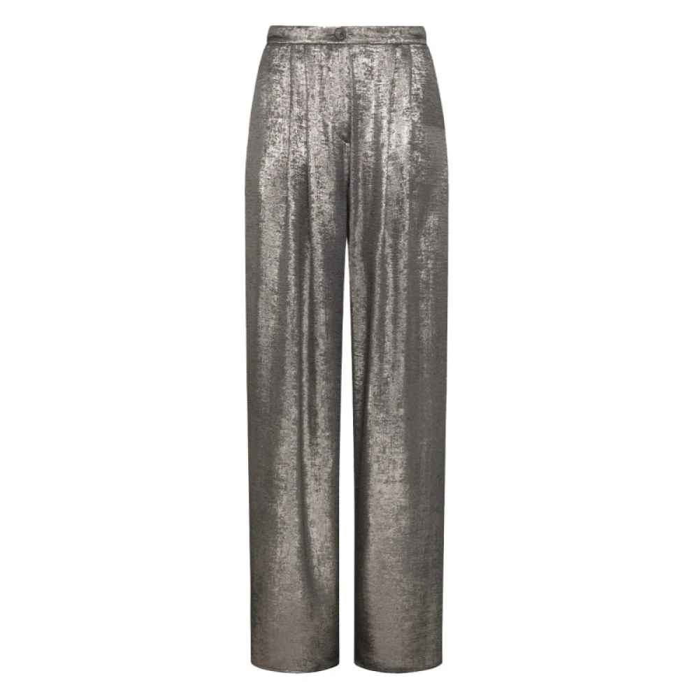 Momoni Zilveren Wijde Pijp Broek Gray Dames