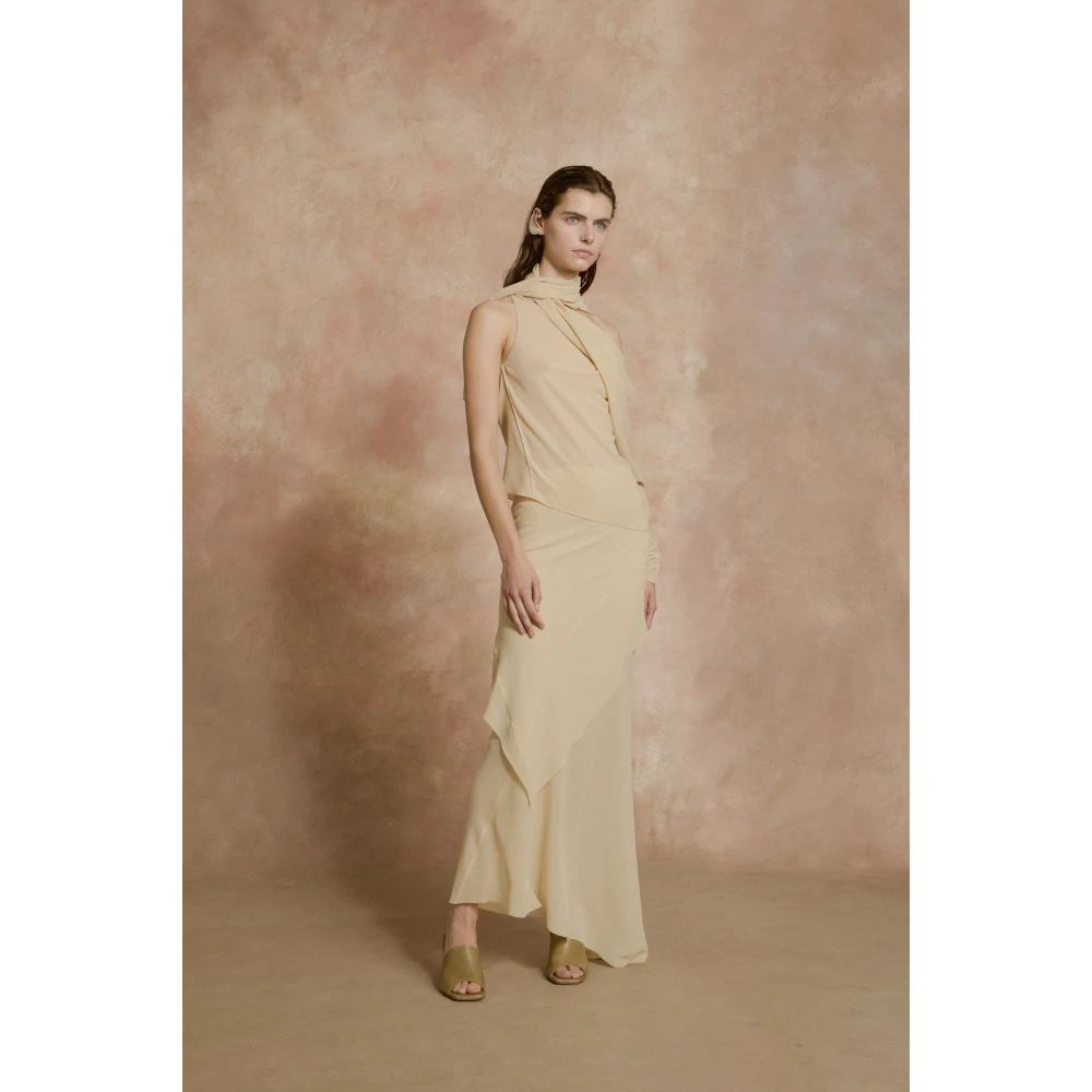 Cortana Dora lange beige zijden georgette rok Beige Dames