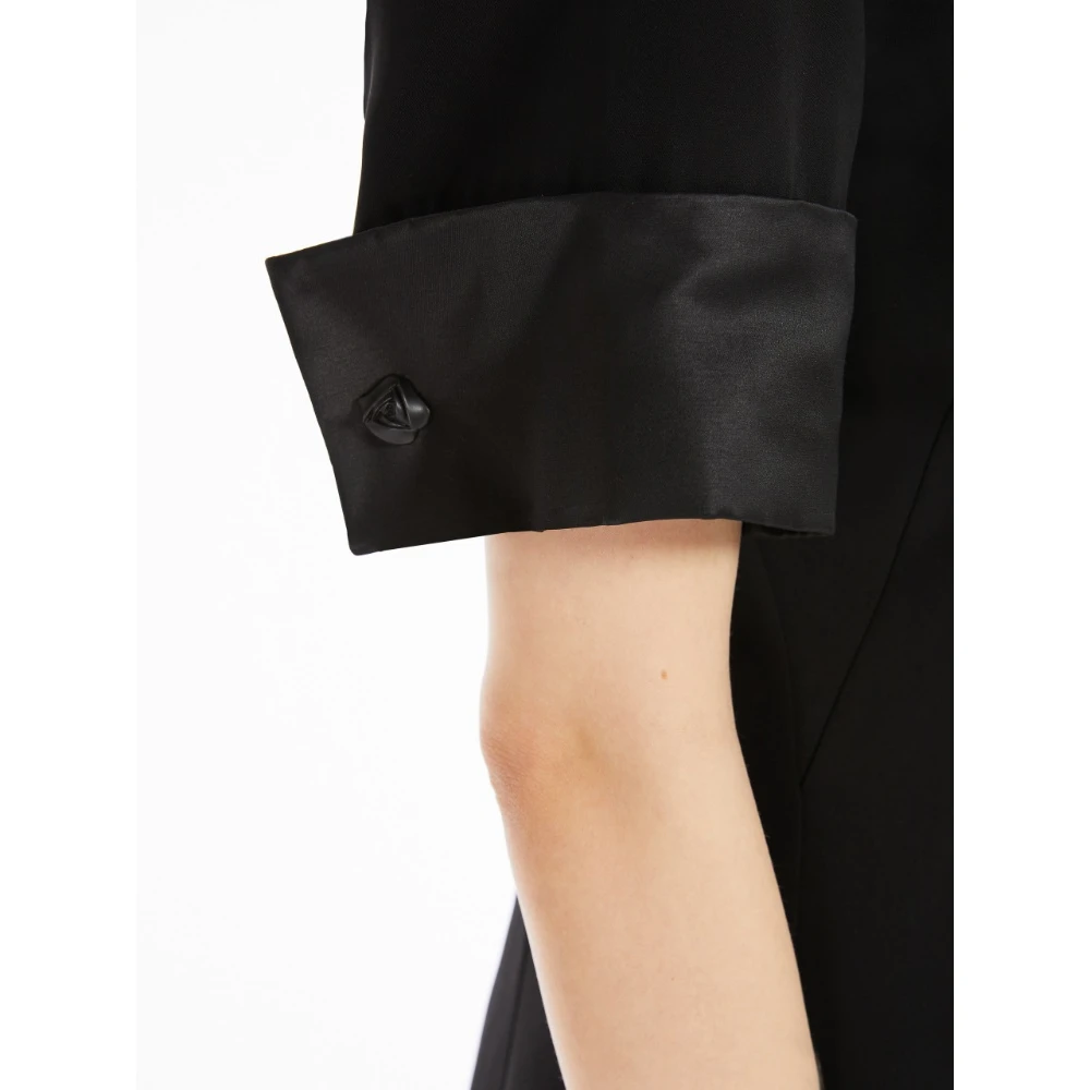 SPORTMAX Zwarte Mini-jurk met Satijndetails Black Dames