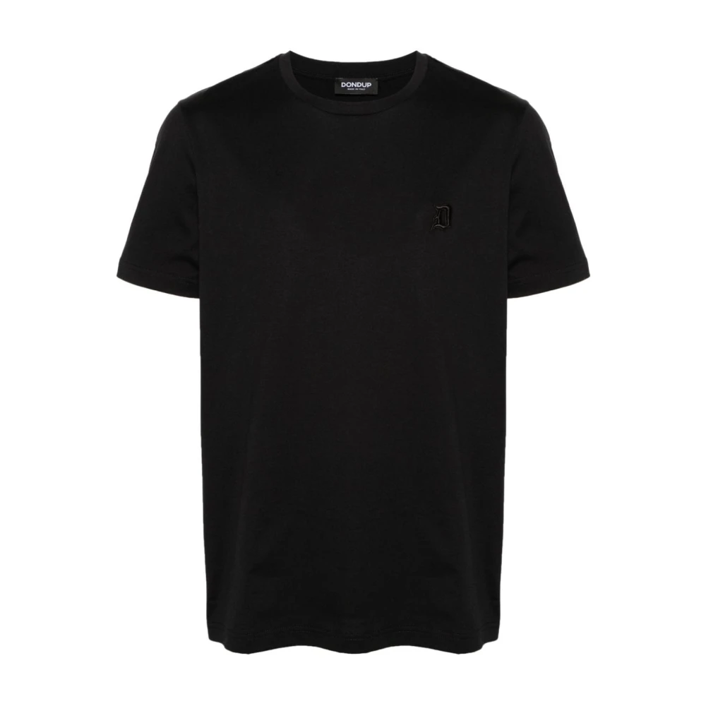 Dondup Zwarte T-shirts en Polos met geborduurd logo Black Heren