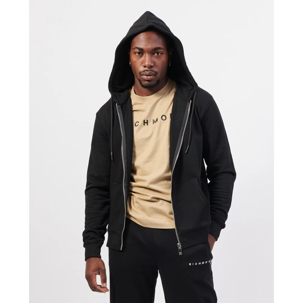Richmond Zwarte Hoodie Sweater Fullzip Model Black Heren