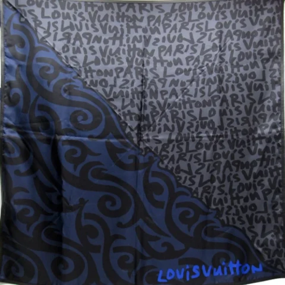 Louis Vuitton Vintage Pre-owned Silk scarves Blue Dames