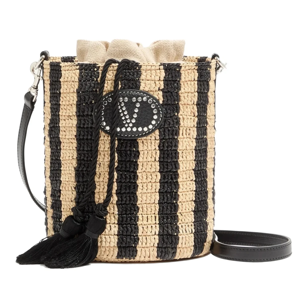 Valentino Garavani Women's Multicolor Small Striped Raffia Bucket Bag - Bucket Bags - One Size - Bags