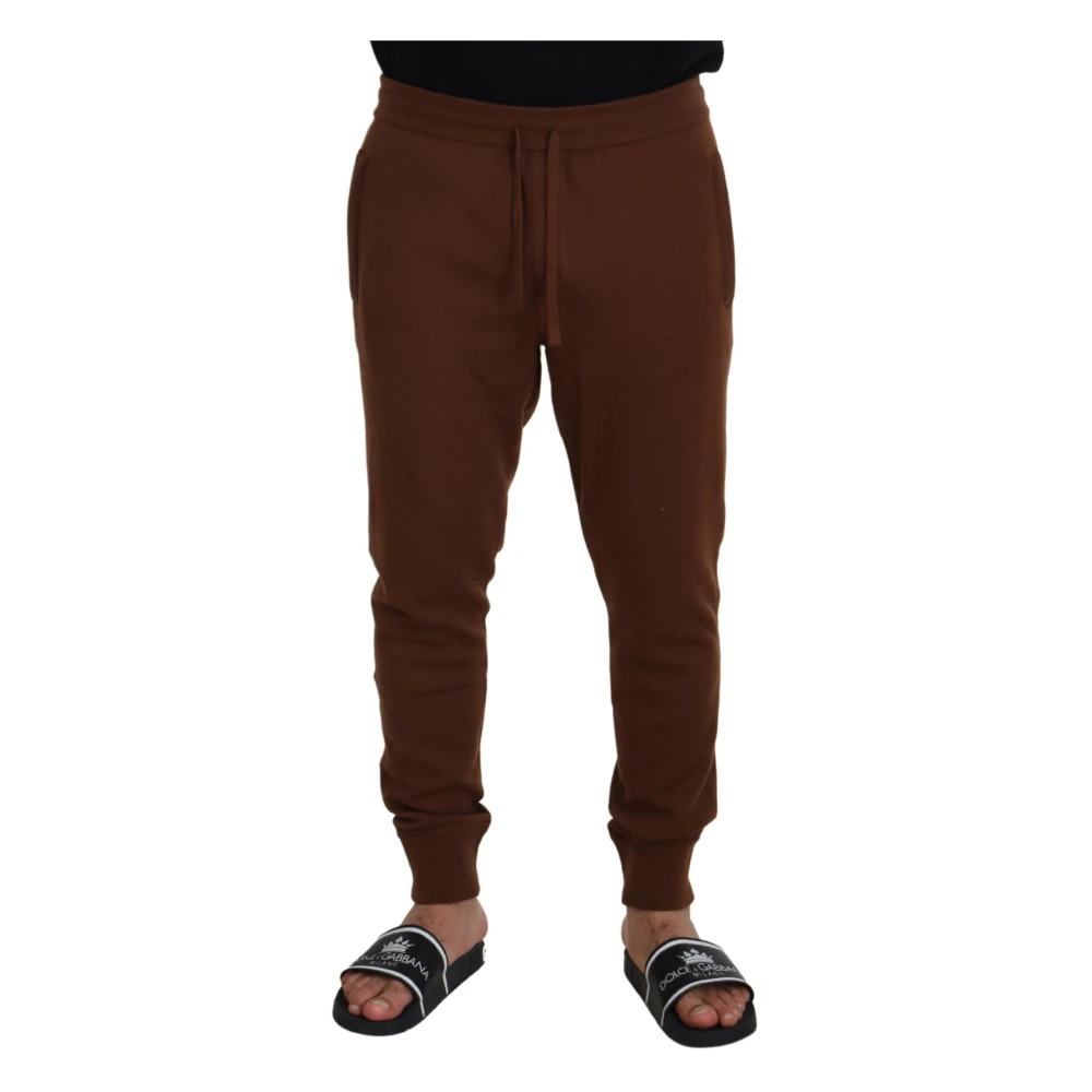 Dolce & Gabbana Men's Brown Sweatpants,, Cashmere Drawstring Jogger Trousers 3XL