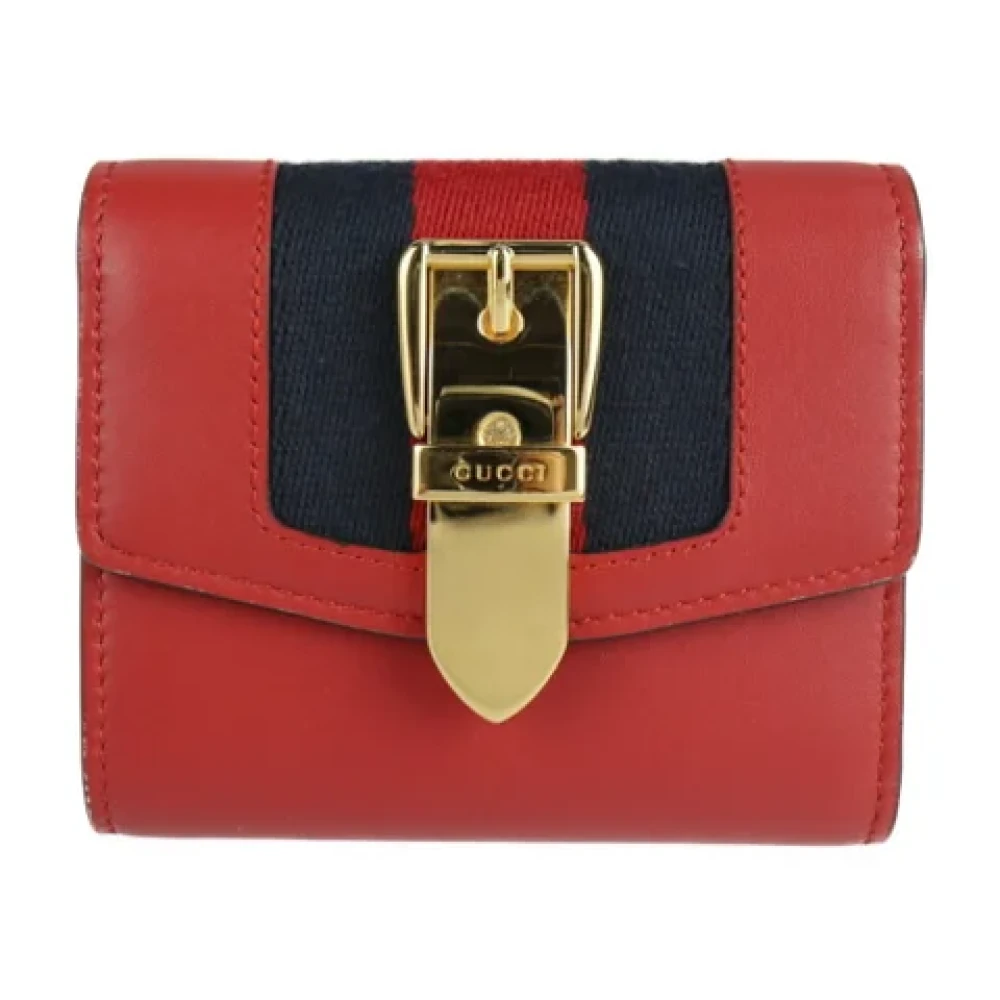 Gucci Vintage Tweedehands rode Gucci leren portemonnee Red Dames