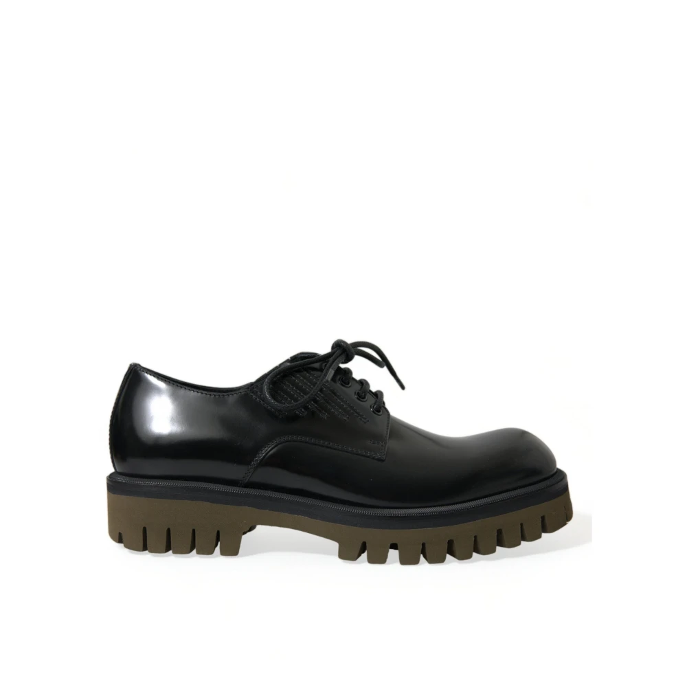 Dolce & Gabbana Men's Black Elegant Leather Derby Shoes