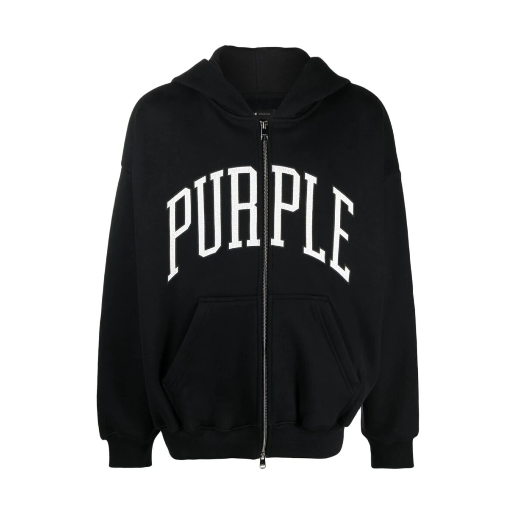 Purple Brand Paarse Hoodie met Logo Print Black Heren