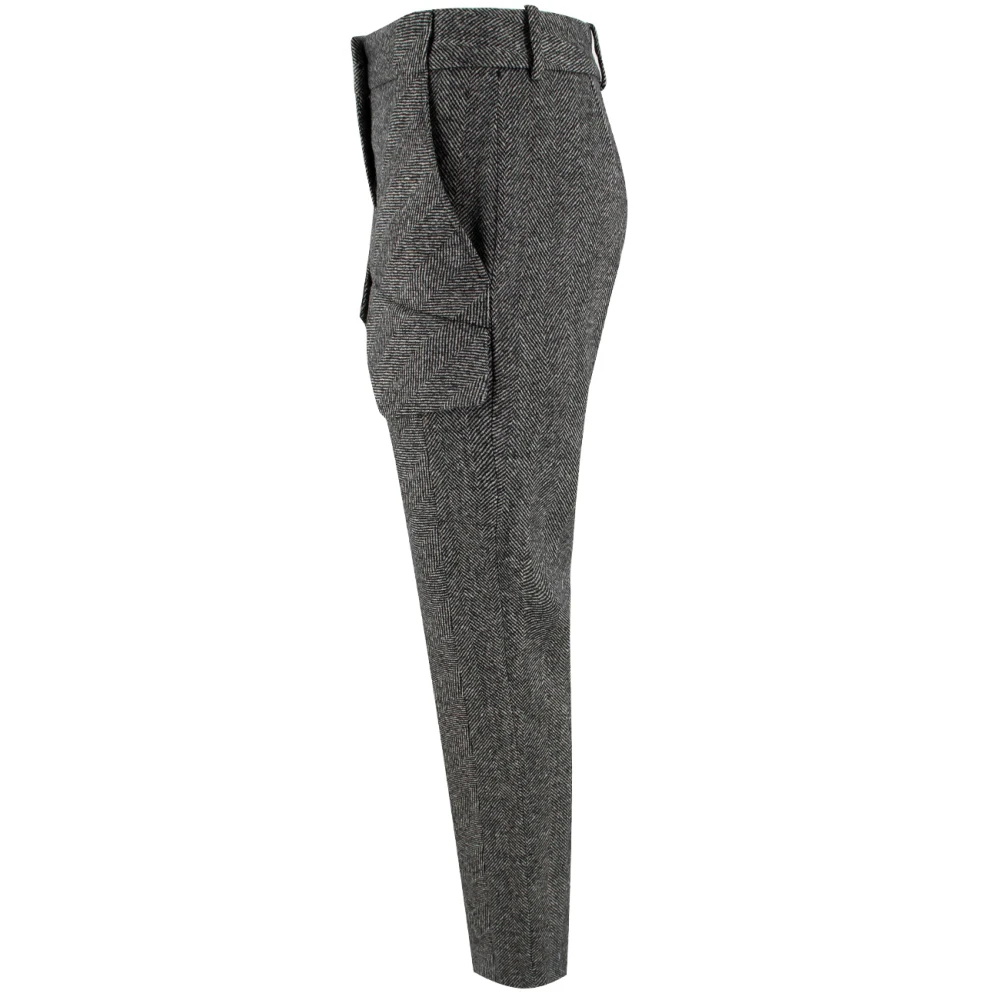 Ermanno Scervino Herringbone Straight-Leg Broek Gray Dames