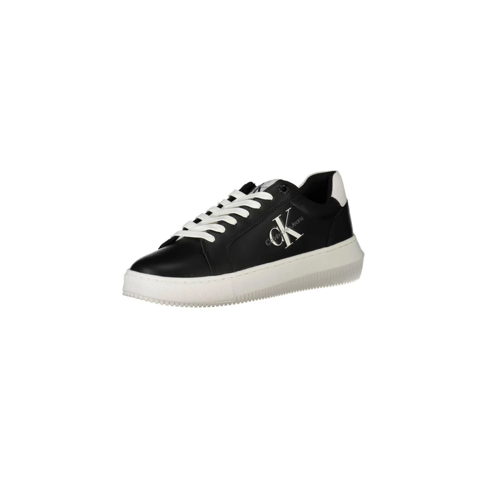 Calvin Klein Women's Black Sneakers, 4 Uk, Stylish Lowtop Laceup Trainers