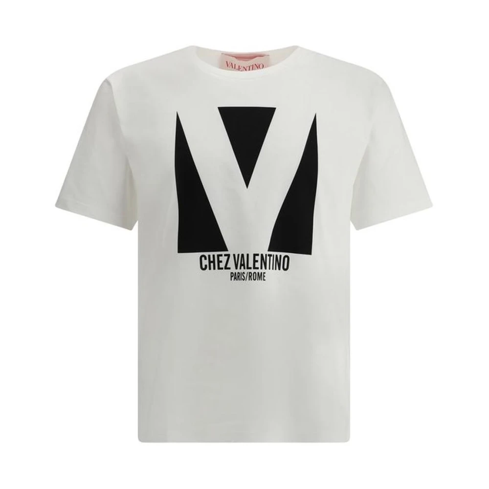 Valentino Iconisch Logo Print Katoenen T-Shirt White Heren