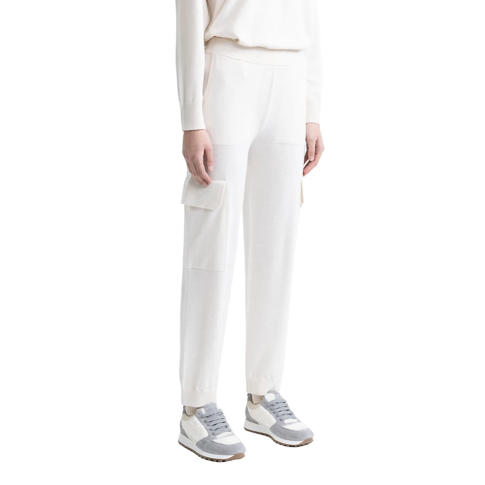 PESERICO Wollen zijden en kasjmier baggy cargo broek White Dames