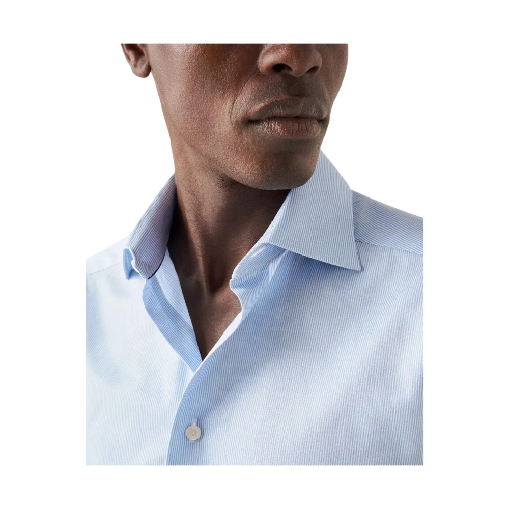 Eton Fijn Gestreept Signature Twill Zakelijk Overhemd Blue Heren