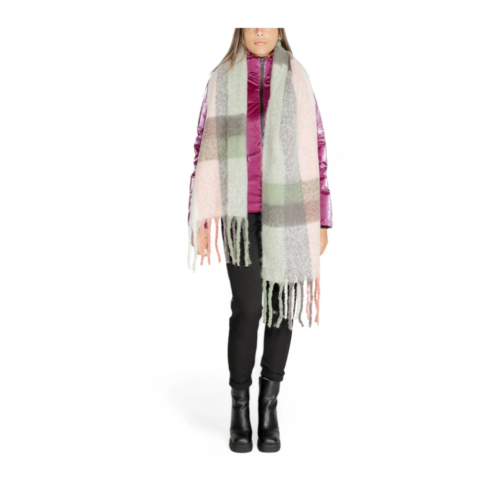 Only Grijs Geruit Sjaal met Franjes Multicolor Dames