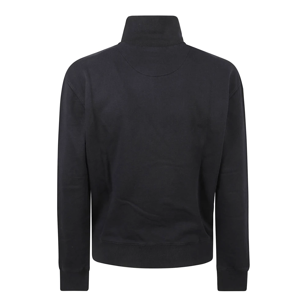 Maison Kitsuné Zwarte Fox Head Patch Half Zip Sweater Black Heren