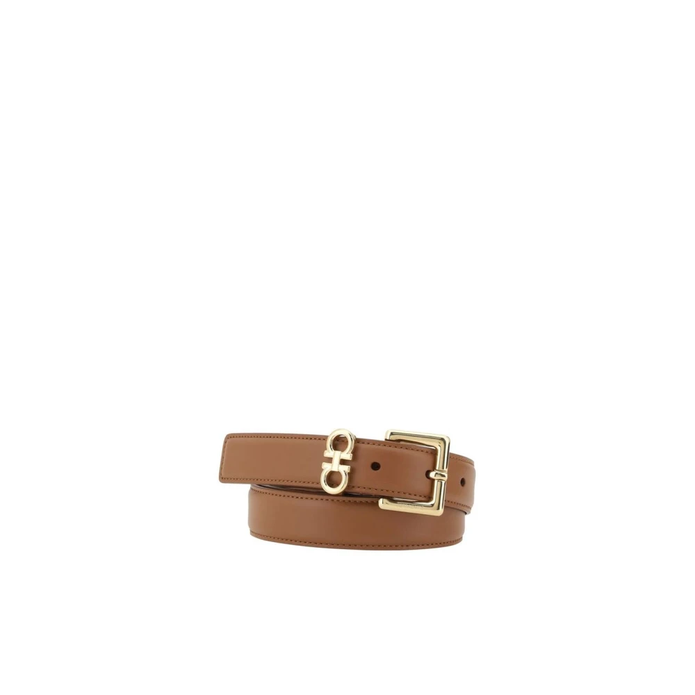 Salvatore Ferragamo Stijlvolle Gancini Leren Riem Brown Dames