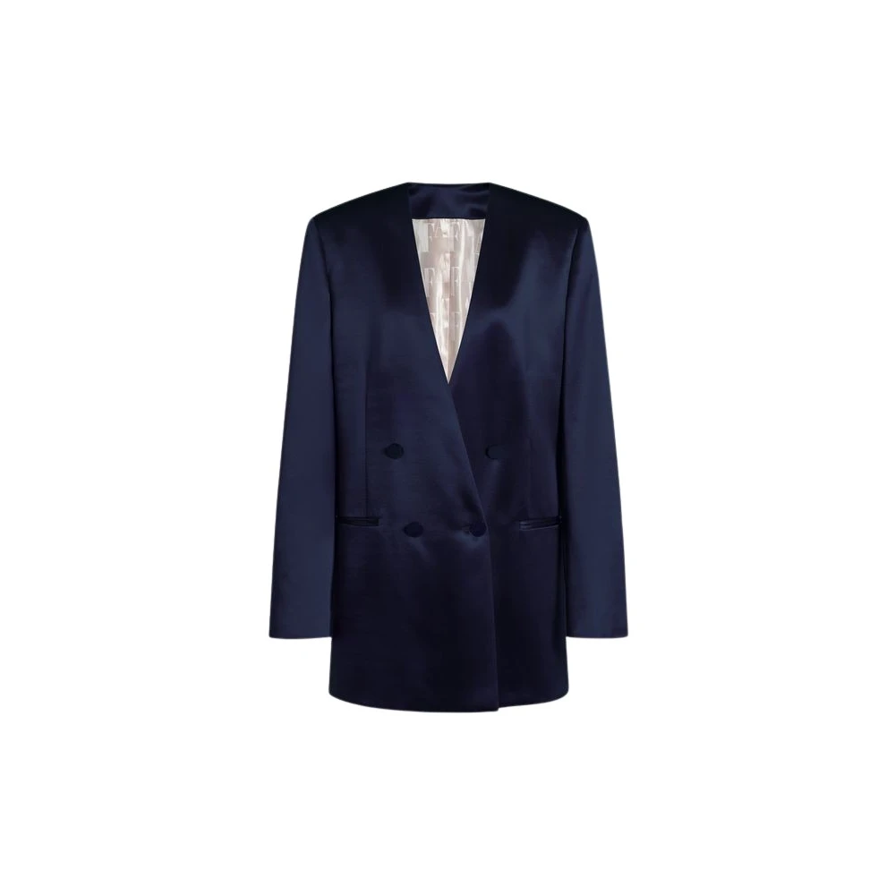 Alberta Ferretti Women's Blue Blazers, Xl, Double-Breasted Silk Organza Jacket