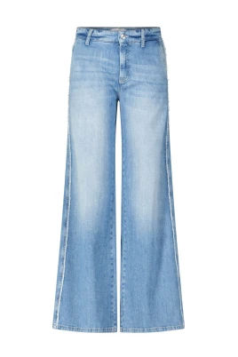 Högmidjade Wide-Leg Jeans med Fransar
