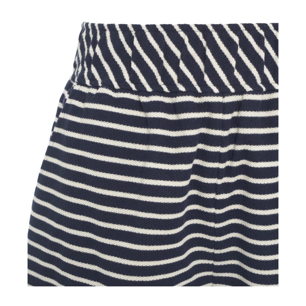 8pm Blauw Gestreepte Elastische Taille Bermuda Shorts Blue Dames