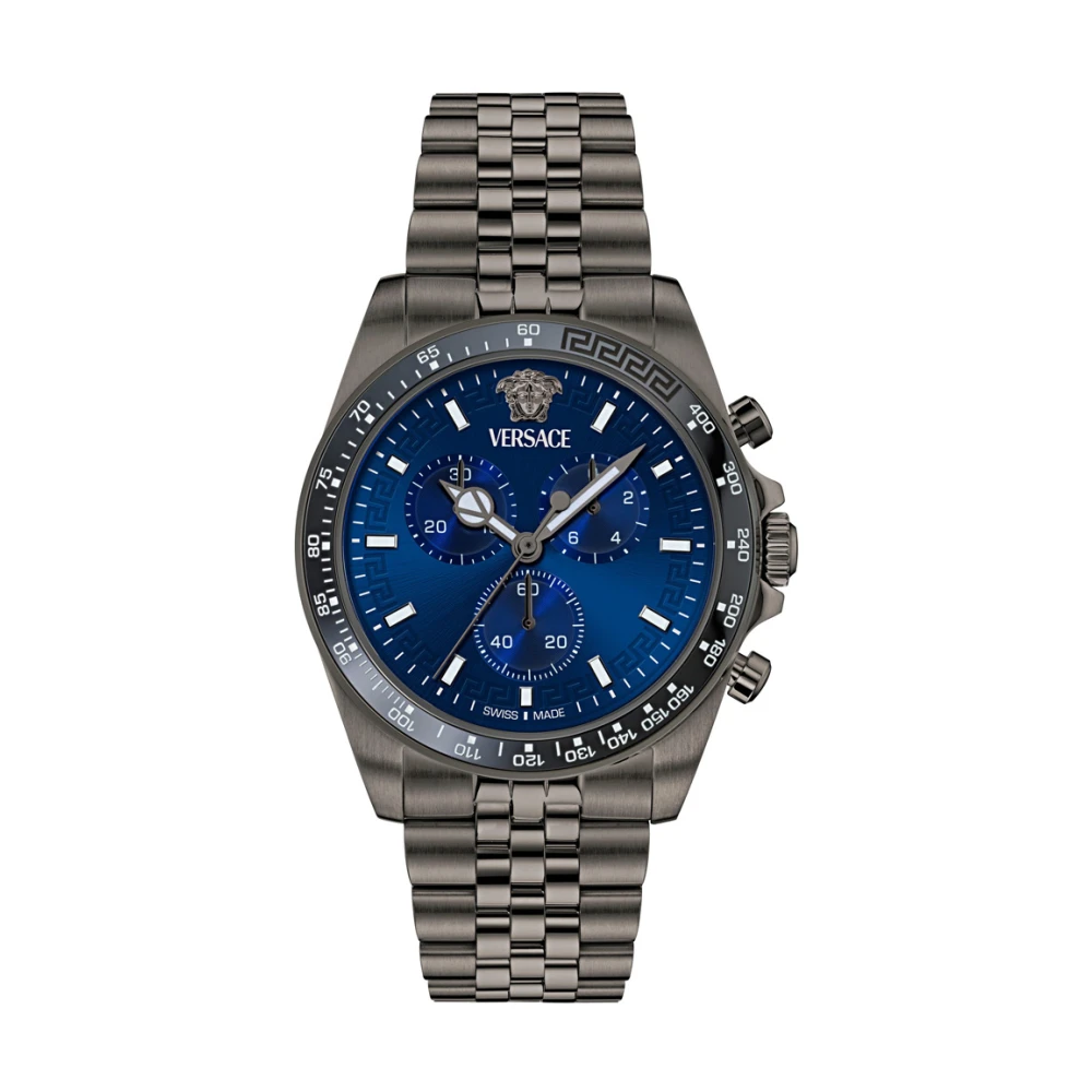 Versace Men's Blue Watches, One Size, Greca Chrono Wave