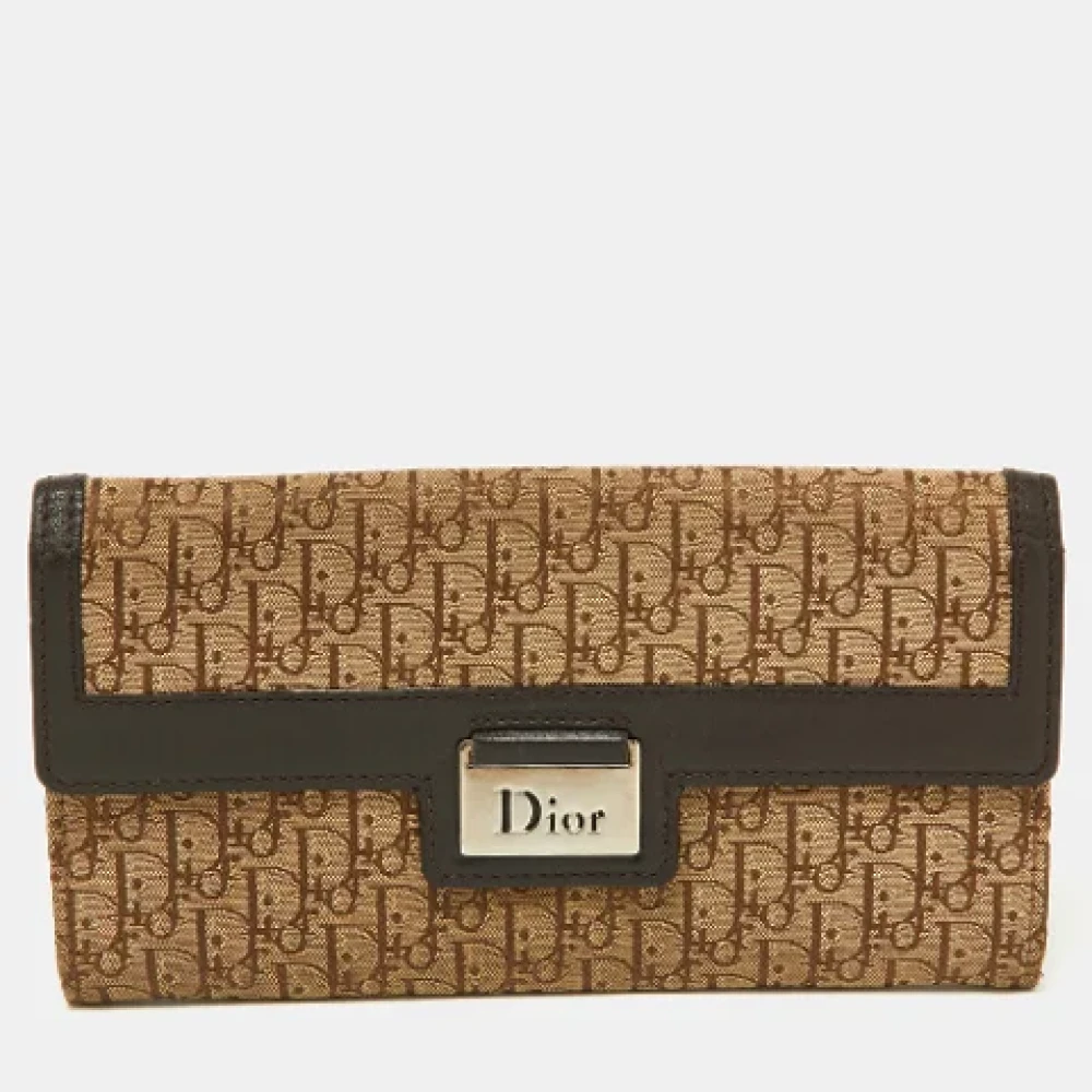 Dior Vintage Pre-owned Canvas wallets Beige Dames
