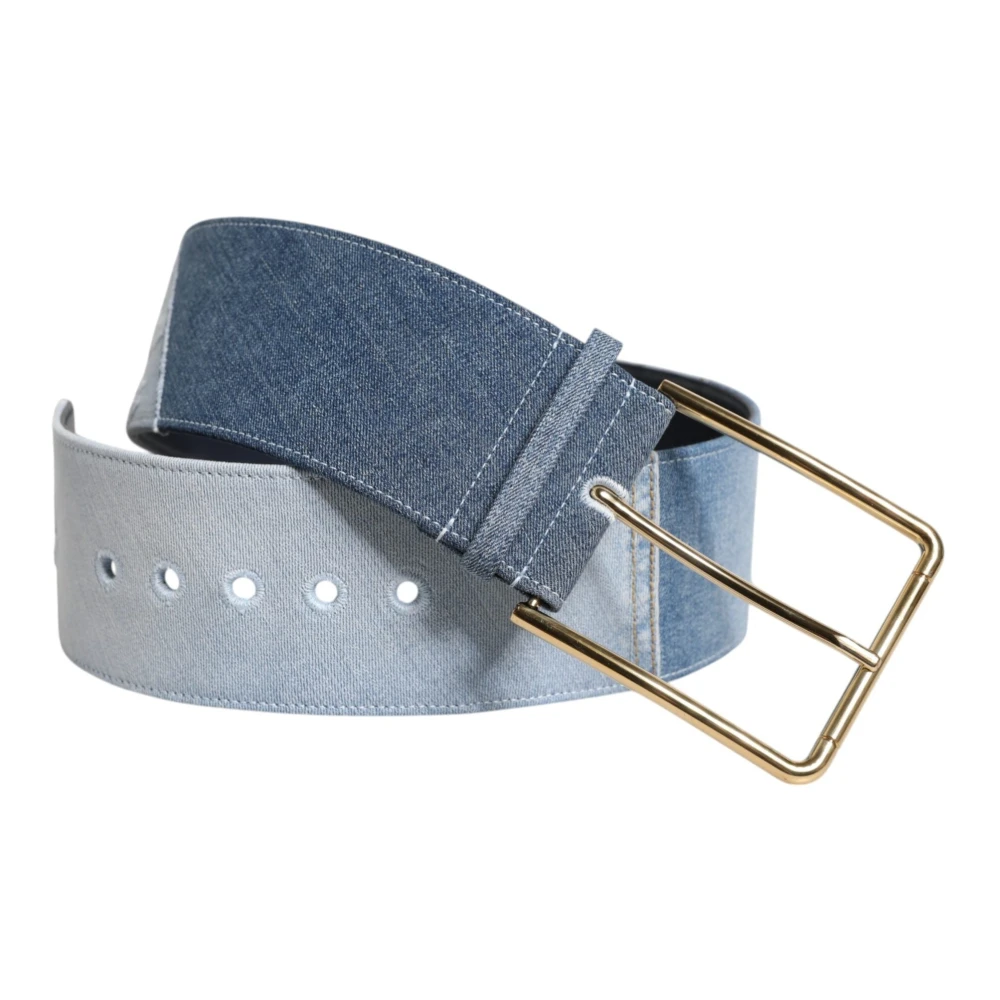 Dolce & Gabbana Vrouw Blauw Accessoires Dames, 90 Cm, Denim, Denim Goud Metalen Gesp Riem