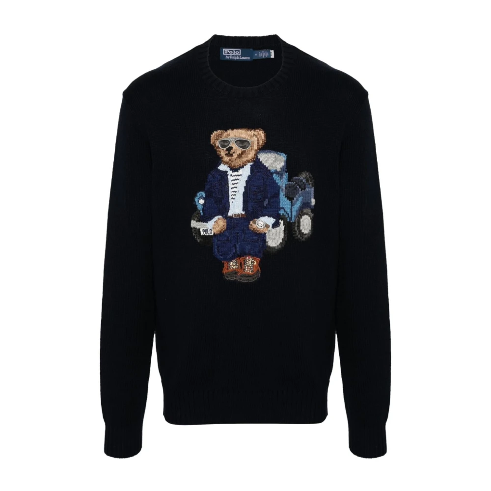 Polo Ralph Lauren Katoenen Crew Neck Polo Bear Sweater Blue Heren
