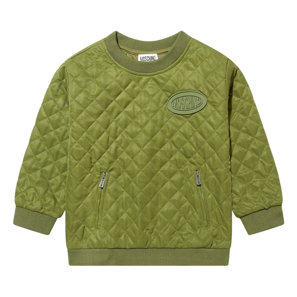 Moschino Boys Green Kids Sweatshirts, 10 Y, Quilted Sweatshirt With Zipped Pockets