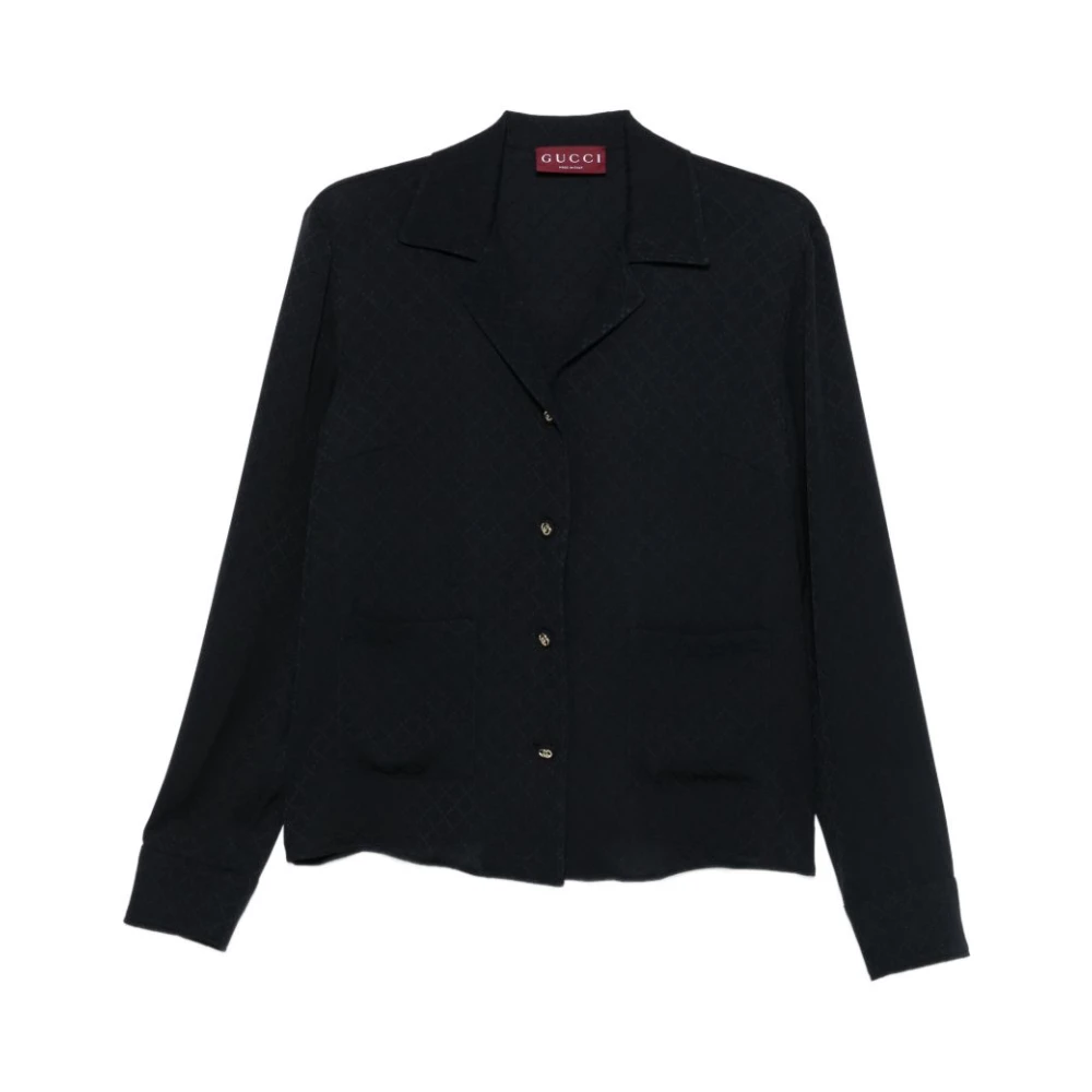 Gucci Women's Blue Silk Jacquard Shirt