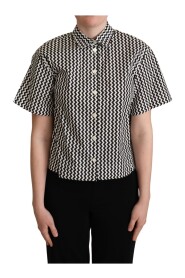 Zigzag Collar Cotton Top Shirt