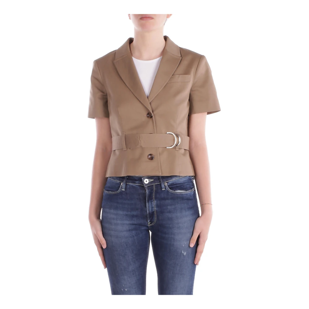 Liu Jo Vrouw Groente Jassen Dames, Groen, L, Katoen, Belt Jacket