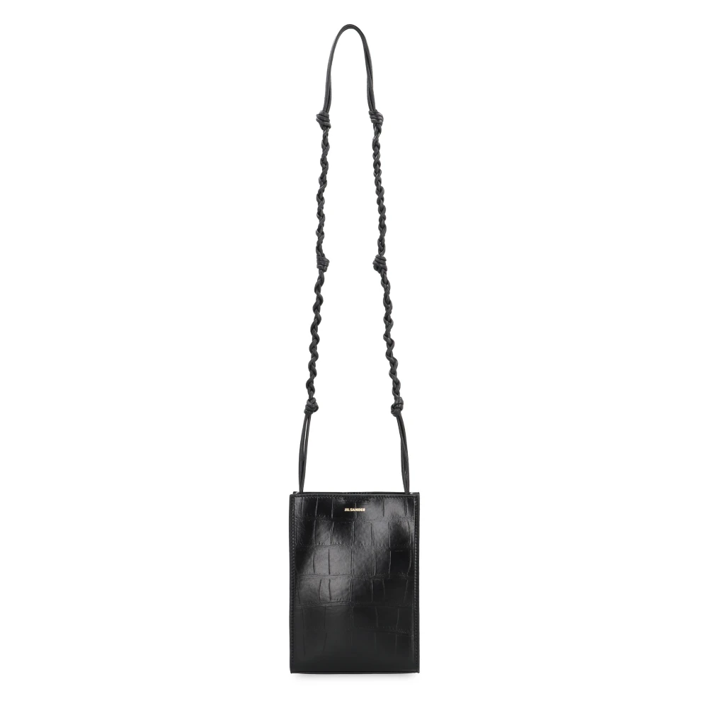 Jil Sander Croco-print leren crossbody tas Black Dames