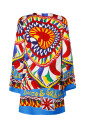 robe-multicolore-col-rond-manches-longues