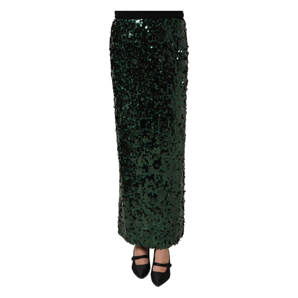 Dolce & Gabbana Green Maxi Skirts, Female, S, High Waist Pencil Cut Midi Skirt
