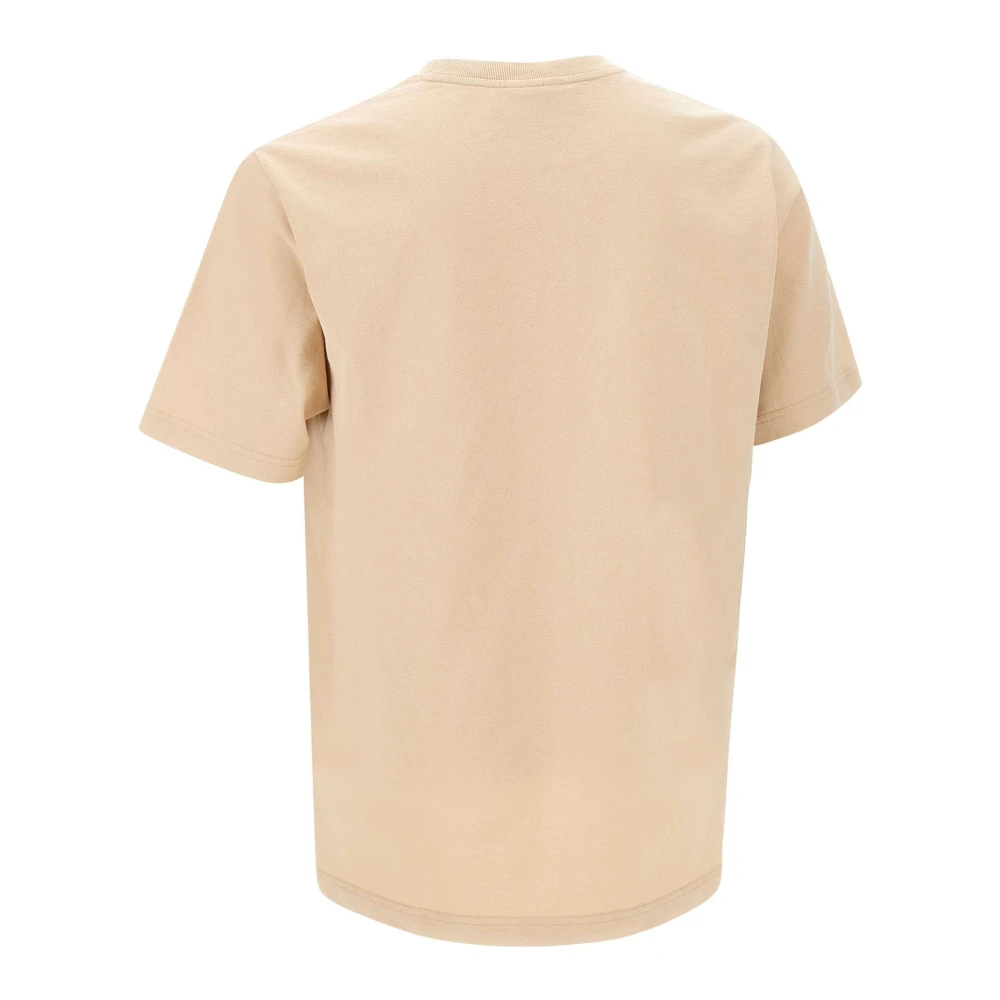 Maison Kitsuné Heren Katoenen T-shirt Nude Logo Borduurwerk Beige Heren