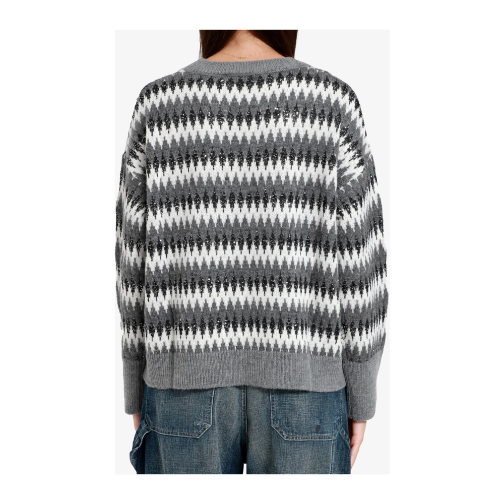Kaos Diamant Paillet Wolmix Sweater Gray Dames
