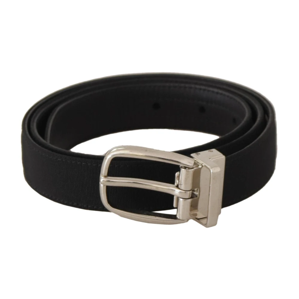Dolce & Gabbana Men's Black/Silver Stylish Leather Belt With Metal Buckle