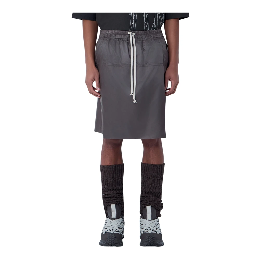 Moncler Men's Gray Casual Shorts, L, Drawstring Midi Kilt Shorts