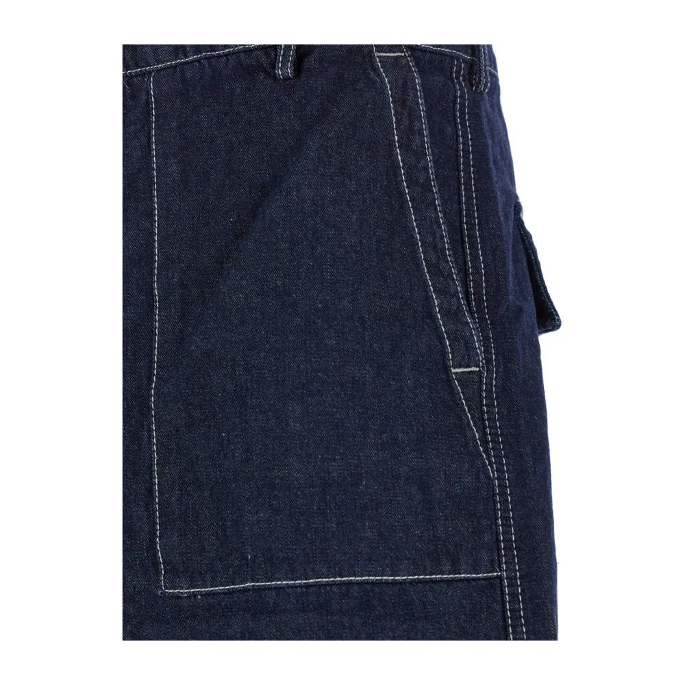 C.P. Company Donkerblauwe Denim Logo Patch Shorts Blue Heren
