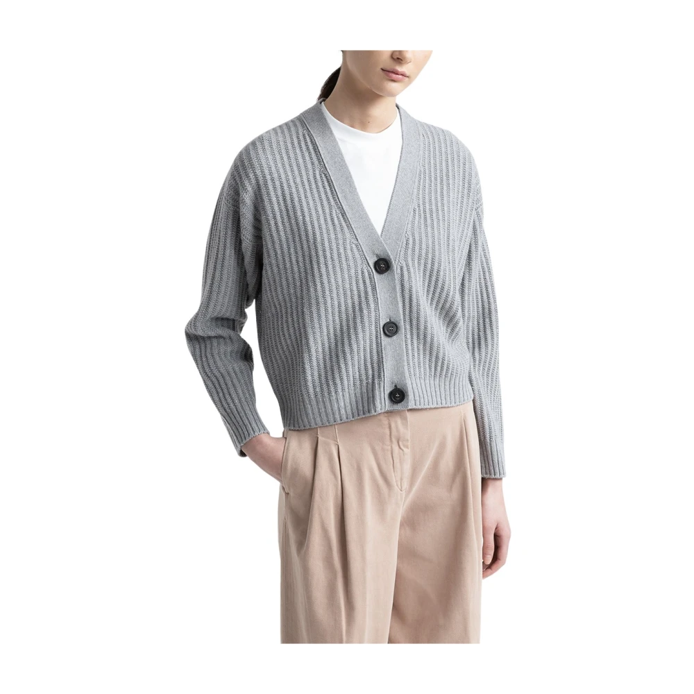 PESERICO Wol zijde kasjmier en lurex vest Gray Dames