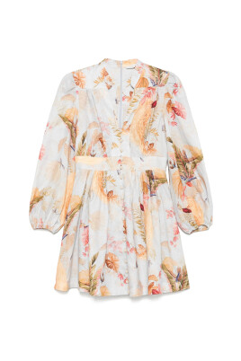 leaf-print-flared-skirt-dress