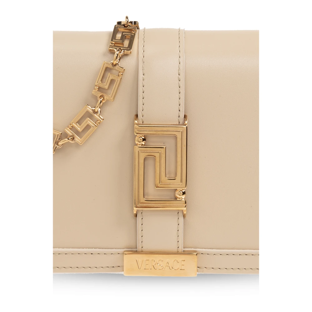 Versace Greca Goddess Mini portemonnee aan ketting Beige Dames