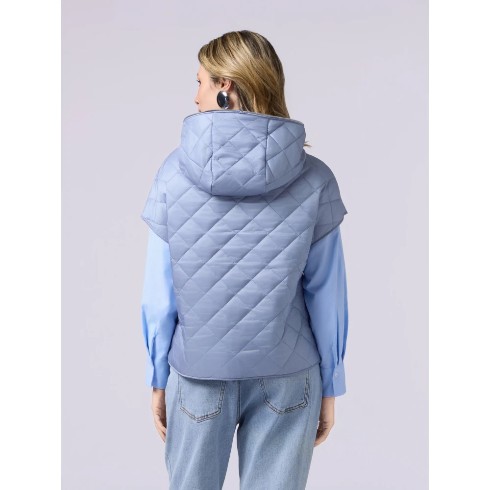 Oltre Gewatteerde cape met jersey voering Blue Dames