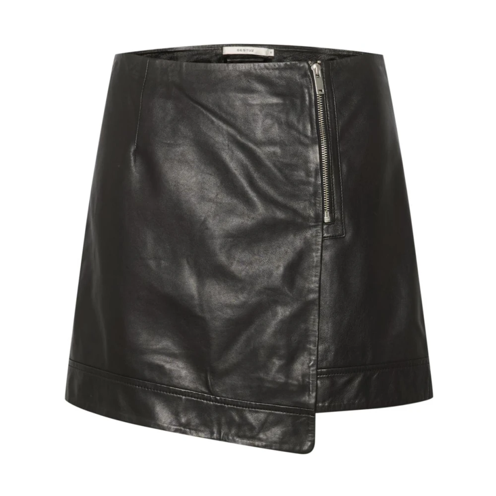 Gestuz Leren rok met verstelbare riem taille Black Dames