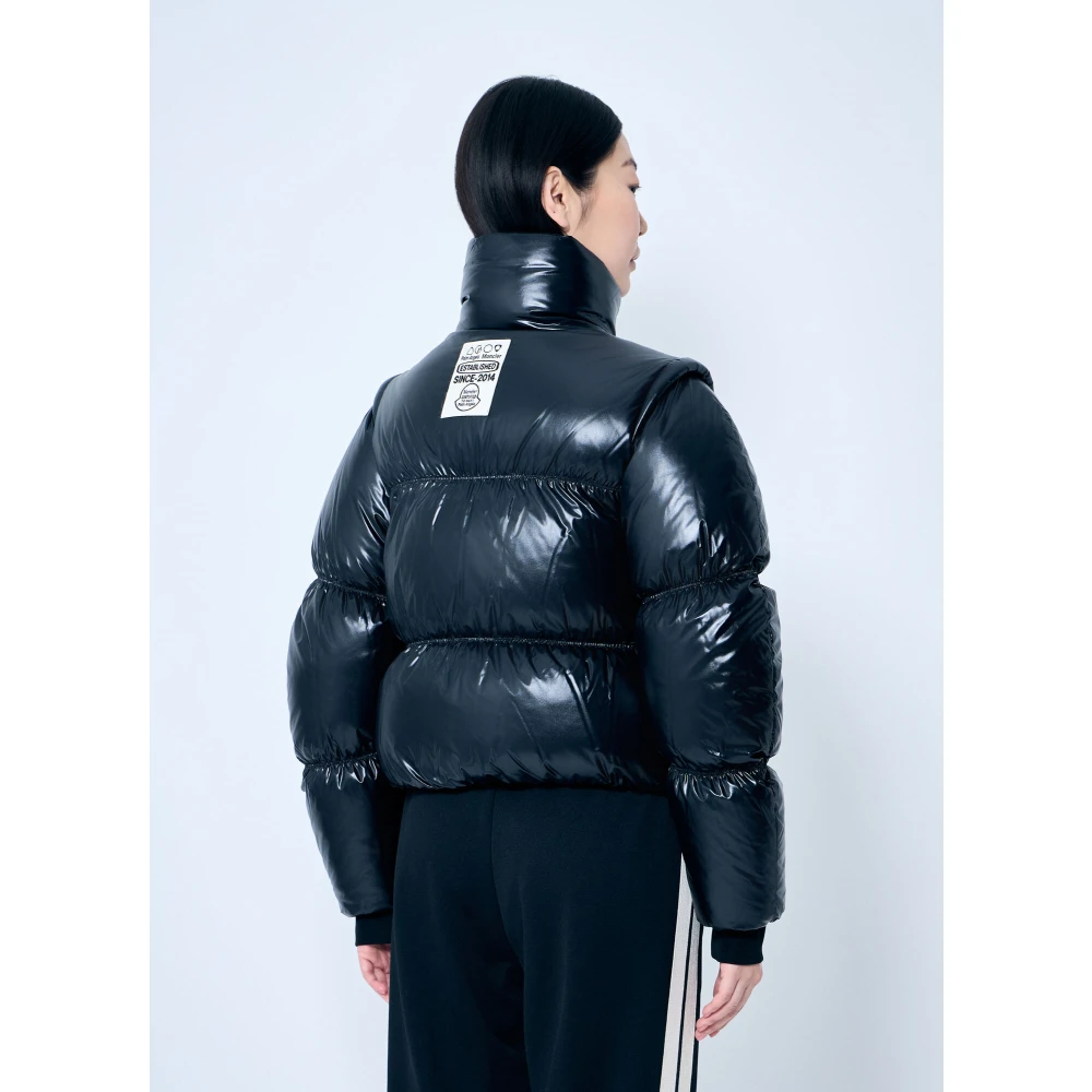 Moncler Korte donsjas met logopatch Black Dames